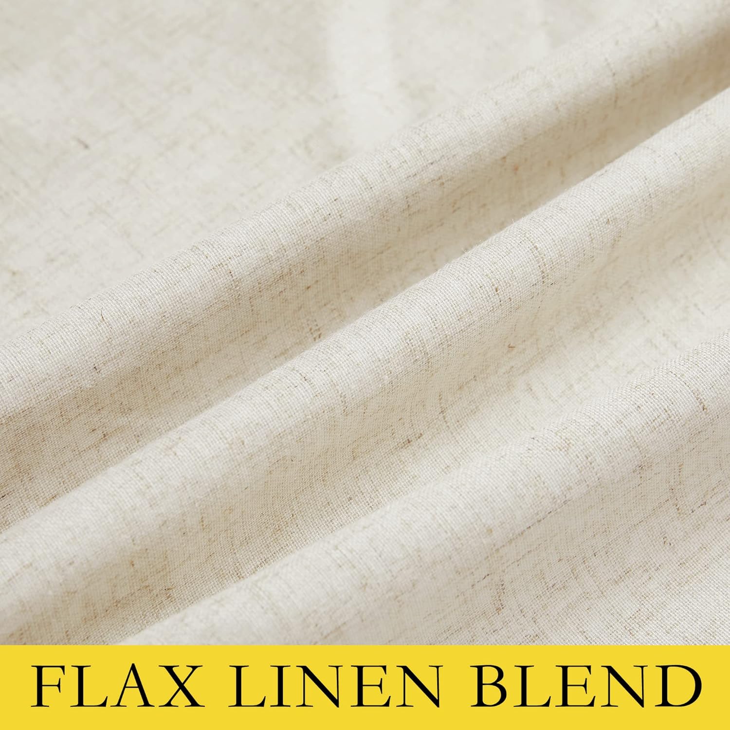 NICETOWN Natural Thick Linen Blend 100% Blackout Curtains 70 Long 2 Panels Set for Bedroom, 34 Wide, Rustic Grommet Thermal Insulated Flax Textured Full Blackout Window Draperies with White Liners